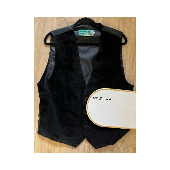 Black Suede Cowboy Rodeo Hombre western Vest size M - Picture 1 of 4